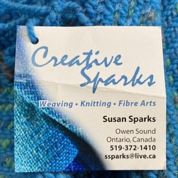 BLUE Wool Knit Poncho One Size - Picture 12 of 13